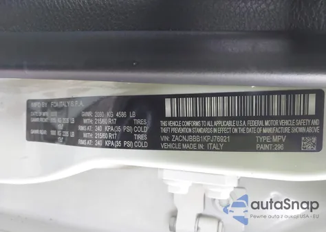 2019 Jeep Renegade Latitude 4X4 z USA, uszkodzony, nr VIN ZACNJBBB1KPJ76921